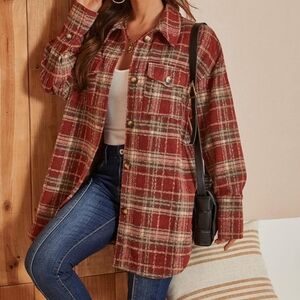 Simplee Apparel Polyester/Wool Blend Shacket Coat.